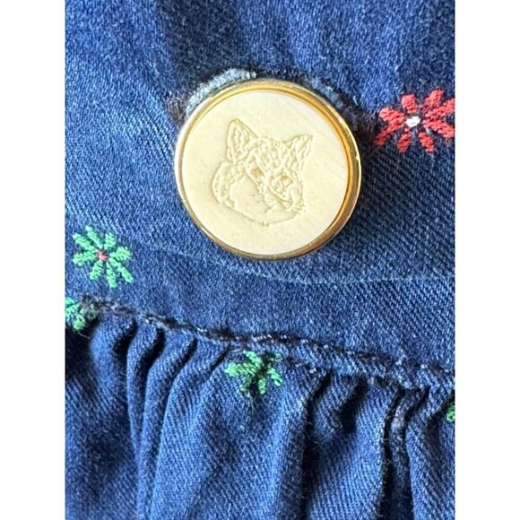 Maison Kitsune Dress Women 8 Blue Floral Cotton‎ Button Detail Tie Back Mini - Picture 8 of 12